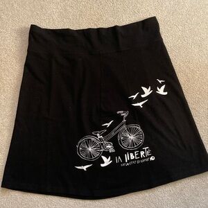 Black Skirt with Bicycle and Bird Design. Size XL. High waist